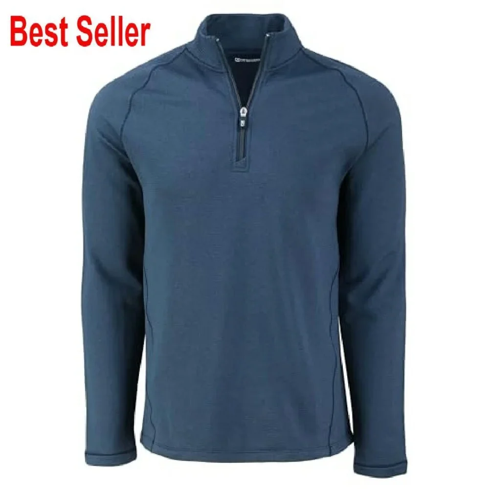 Recycled Fleece Half Zip Pullover Activewear Classic Preppy Menswear